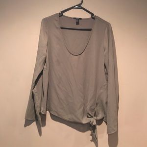 Camouflage green blouse with side knot